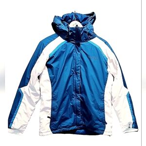 Columbia Ski Waterproof Snow Jacket Active Sport Teal Blue White size XL